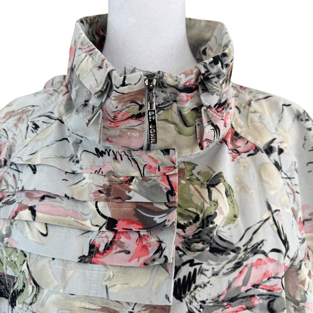 St John SoCa Jacket Silk Blend Floral Shacket Womens L Abstract Coastal - Picture 4 of 14